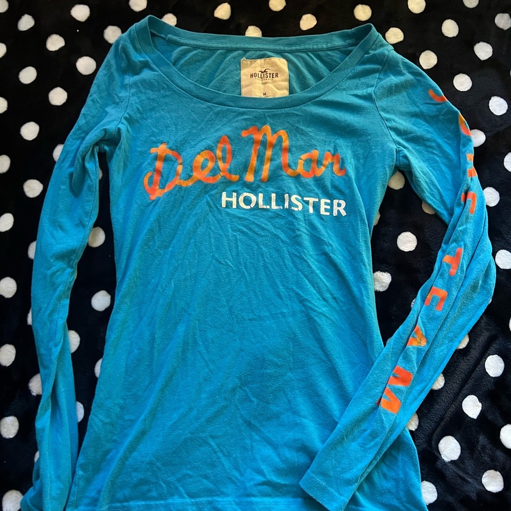 Hollister Teal Long Sleeve with SURF TEAM Orange Accents